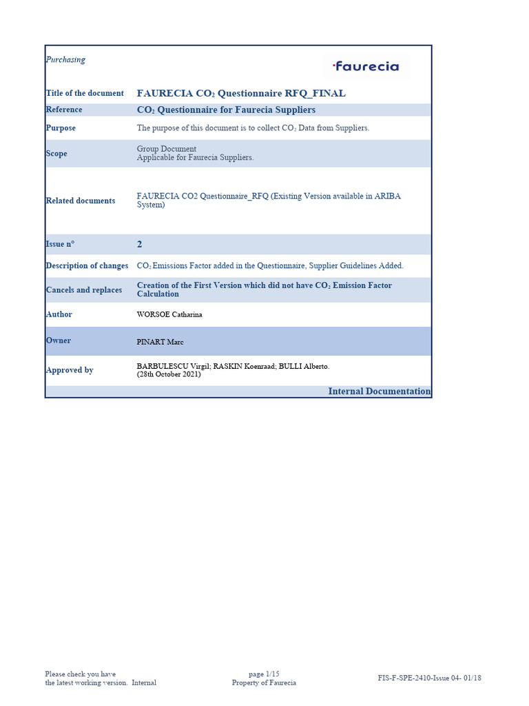 Rfq Questionnaire Pdf _ Annex A: Pre-Qualification Questionnaire Core ...