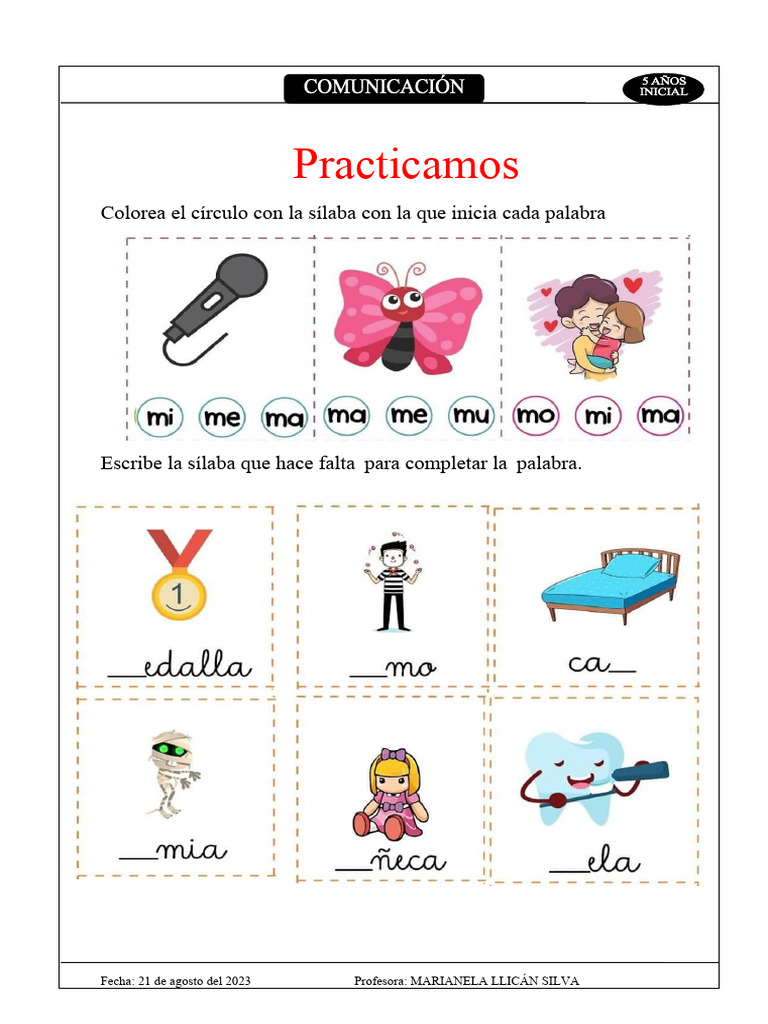 Actividades de Sílabas para Niños | PDF