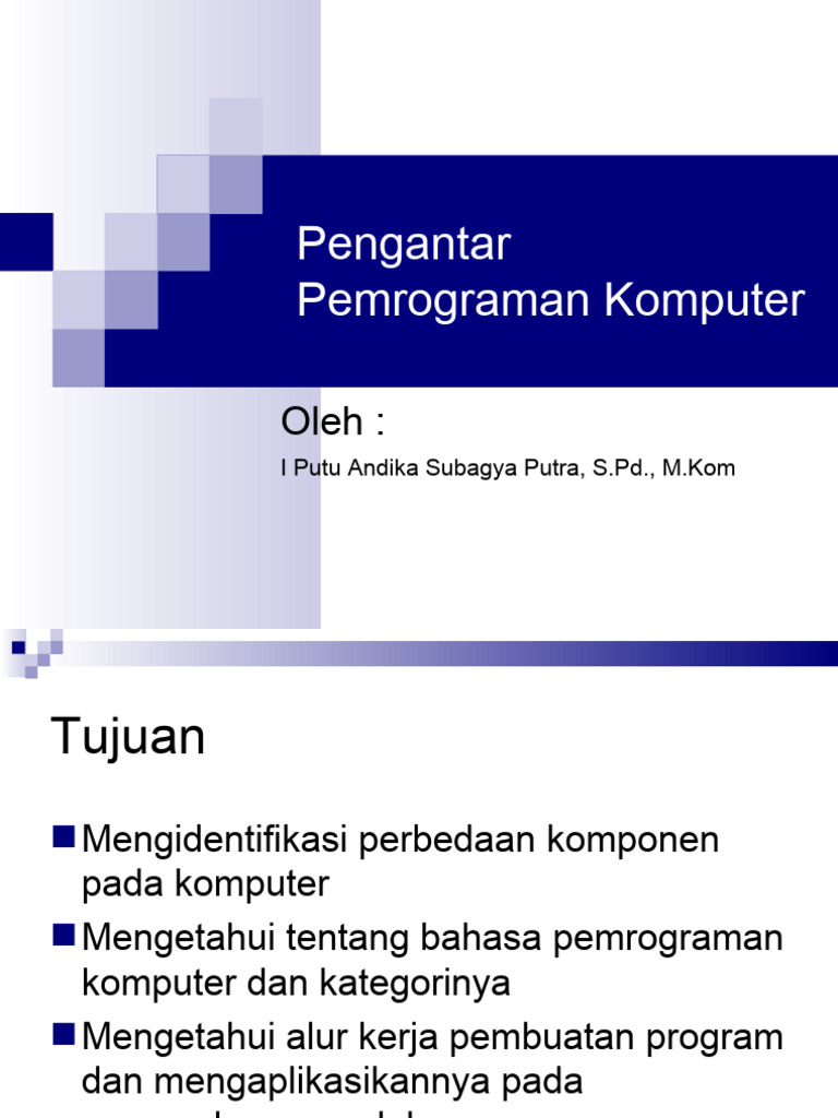 Pengantar Pemrograman Komputer: Oleh | PDF