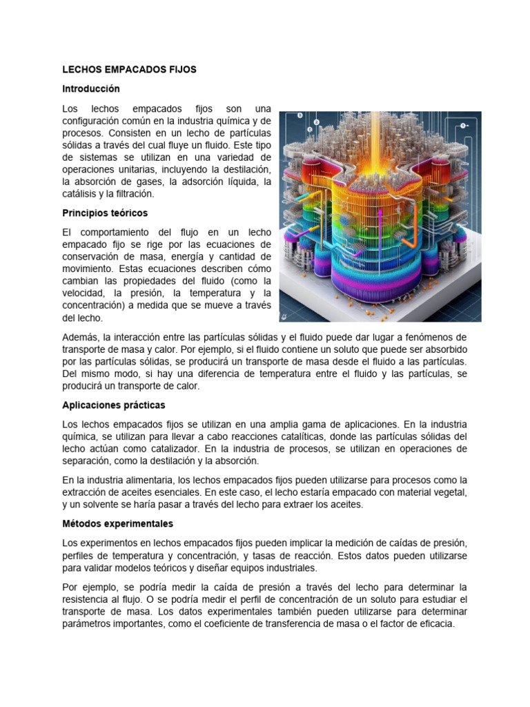Lechos Empacados Fijos | PDF | Catálisis | Absorción (Química)