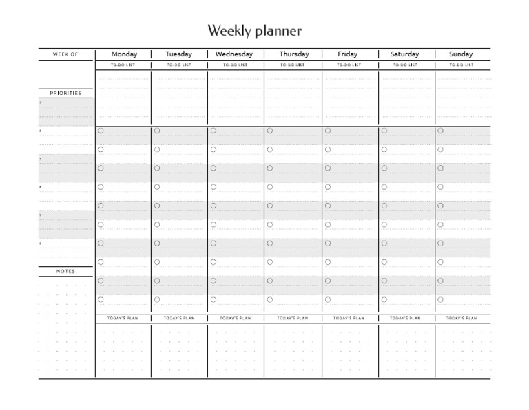 Horizontal Weekly Task Planner-Letter H | PDF
