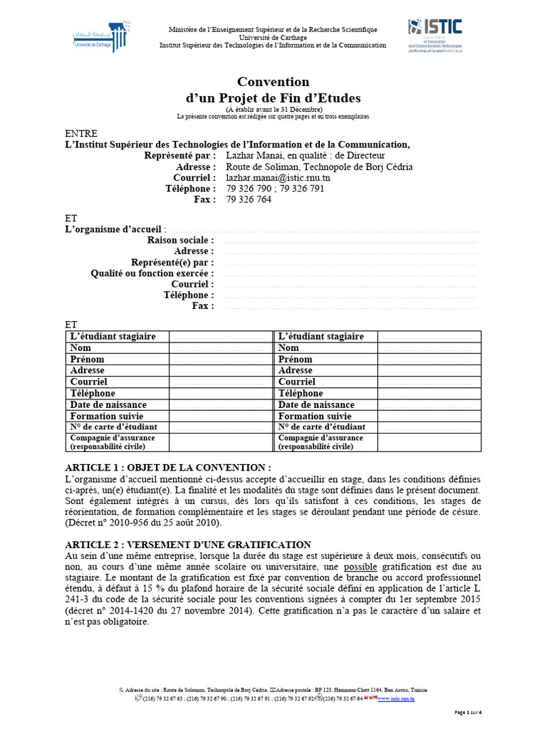 Convention-de-PFE-2020 Istic | PDF