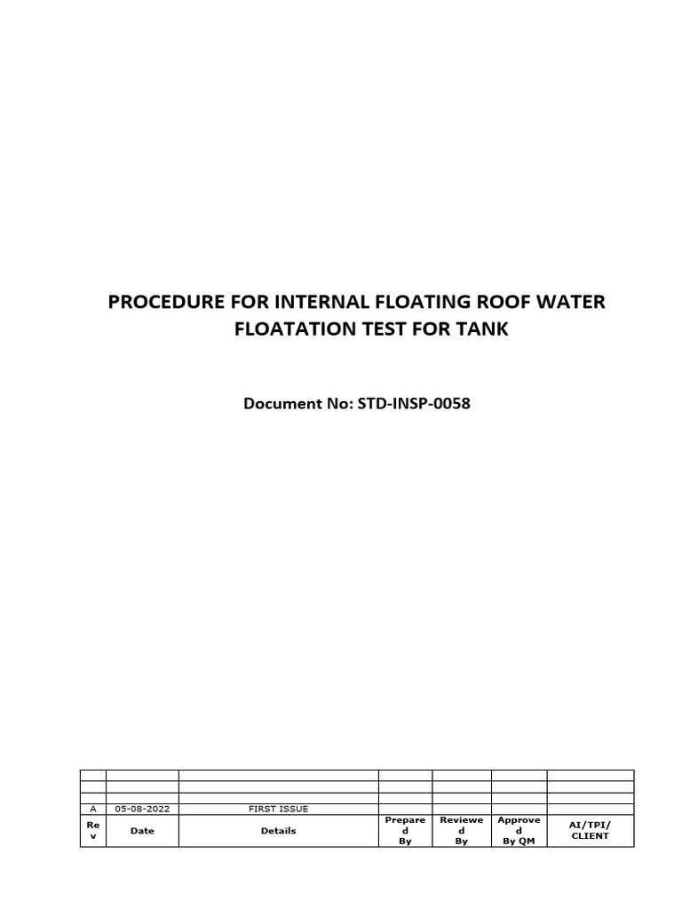 Internal Floating Roof Floatation Test | PDF | Buoyancy | Welding