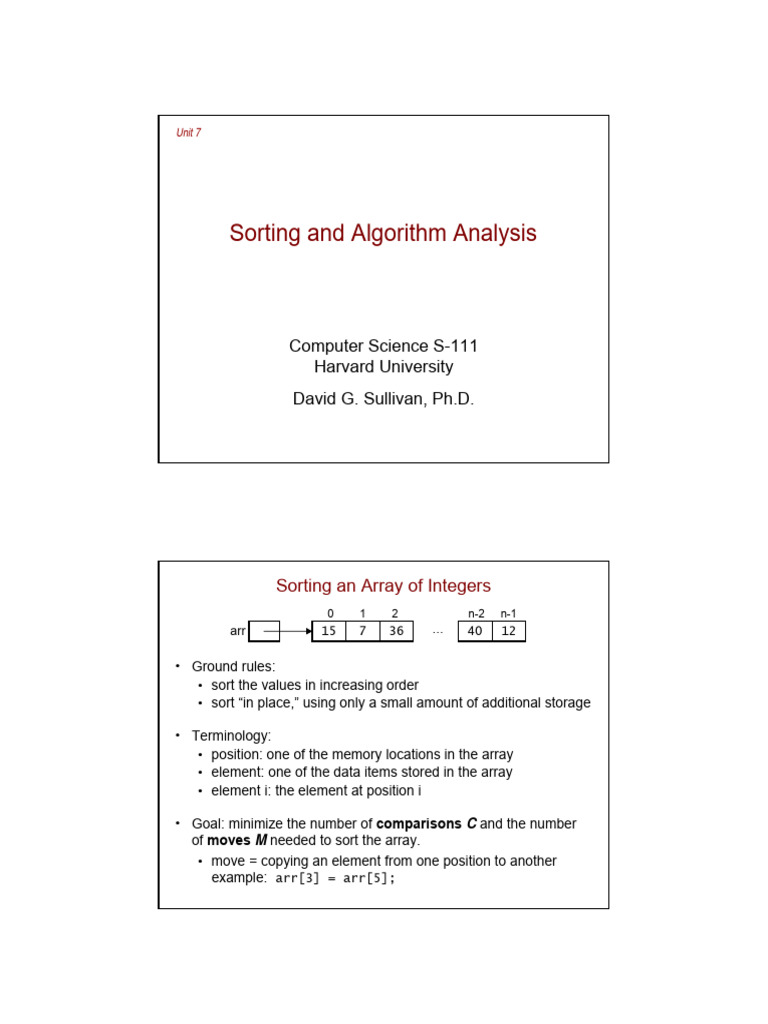 Sorting and Algorithm Analysis | PDF | Mathematics | Software Engineering