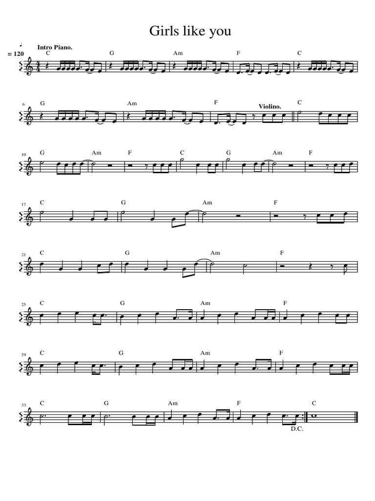Girls Like You Piano PDF
