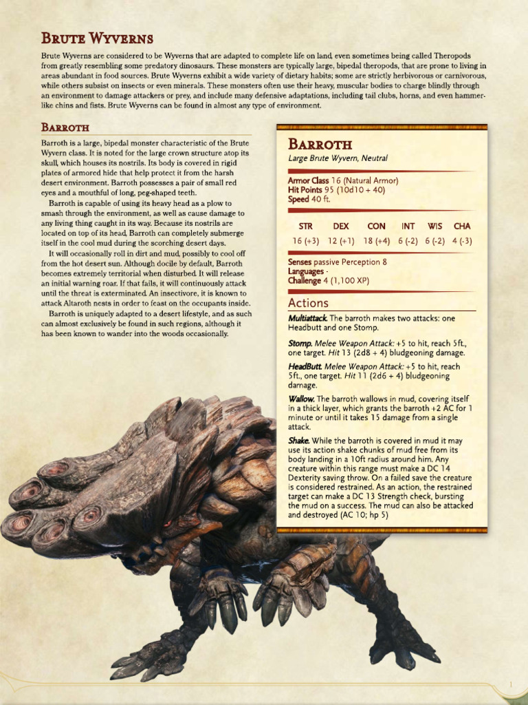 D&D 5e - Monster Hunter Brute Wyverns | PDF