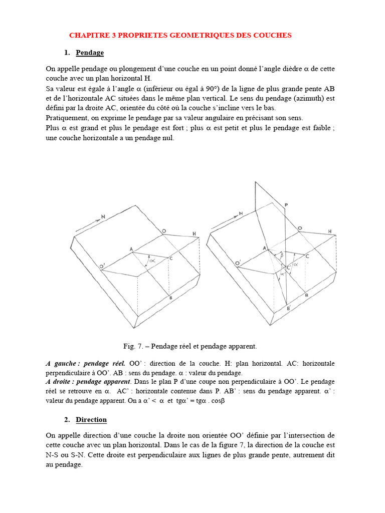 Pendage et Direction des Couches Géologiques | PDF