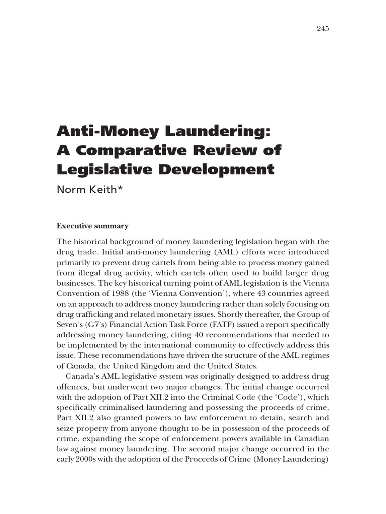 AML - A Comparative Review of Legislative Development - Norm Keith | PDF