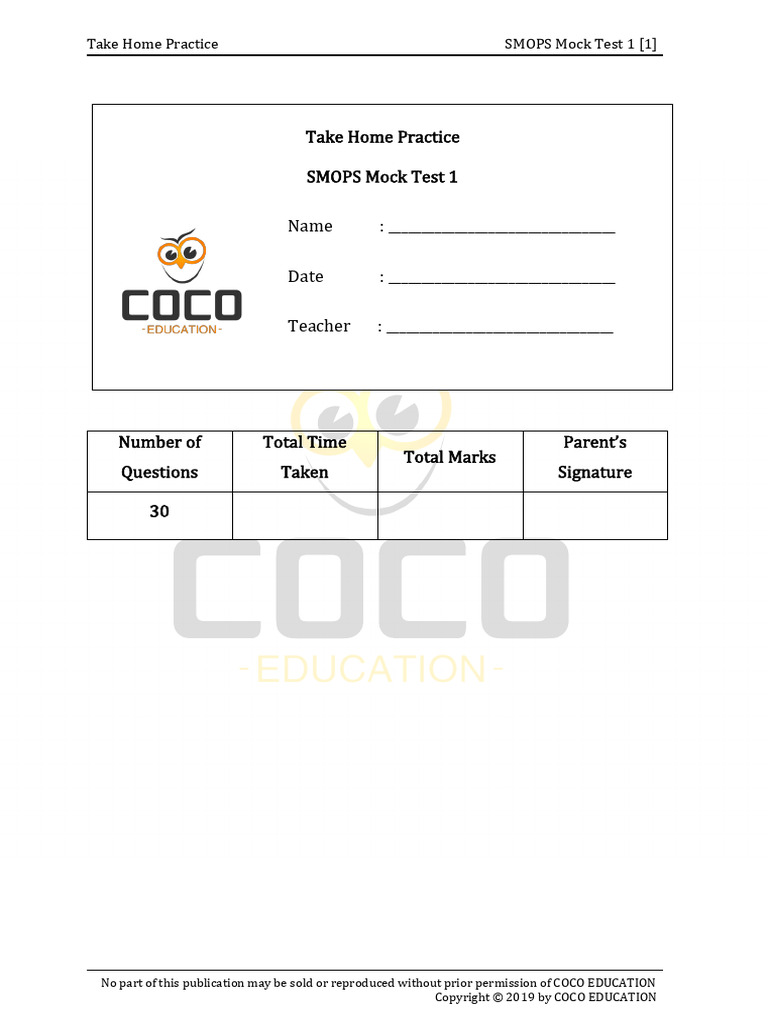 SMOPS Mock 1 Solution | PDF