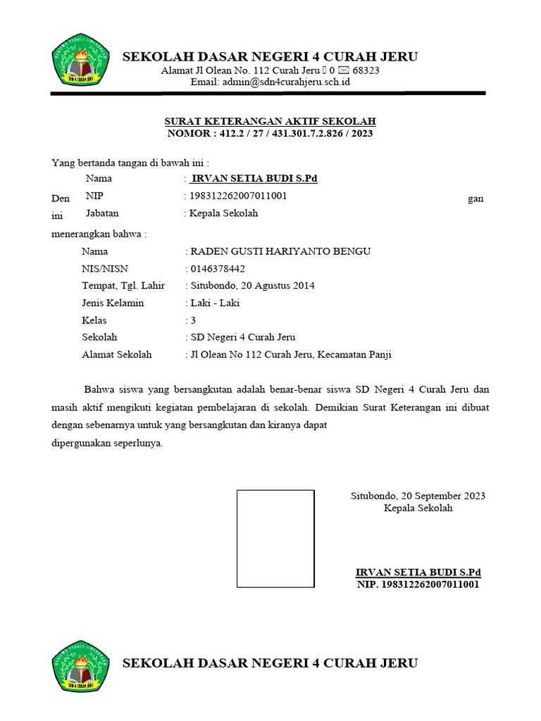 Surat Keterangan Aktif | PDF