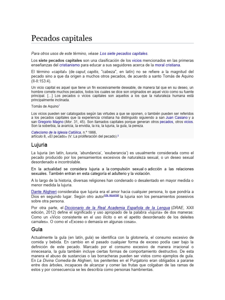 Siete Pecados Capitales y su Significado | PDF | Orgullo | Siete ...