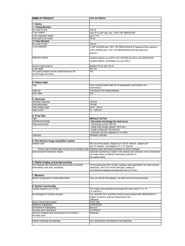Artis Zee Biplane System Overview | PDF | Vacuum Tube | Medical Imaging