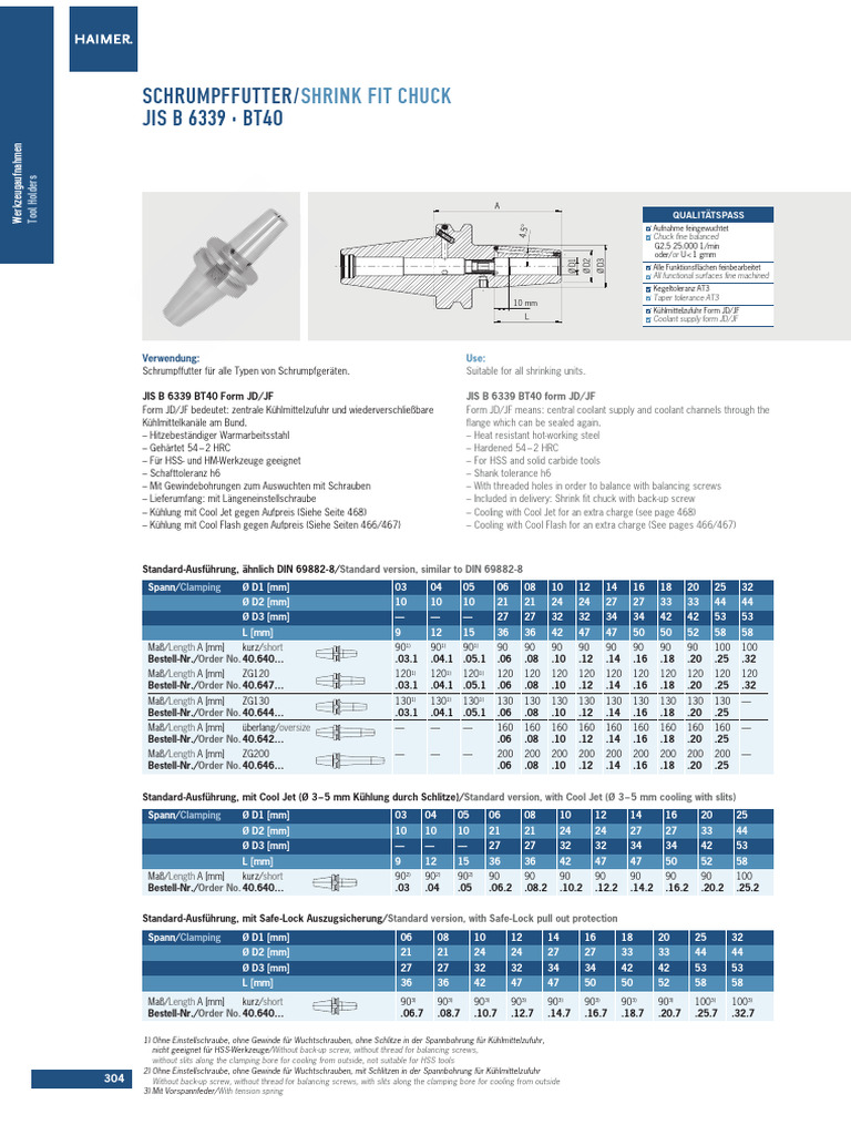 BT40 Shrink Fit Tool Holders Guide | PDF