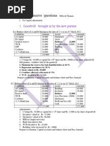 Admission of A Partner - Work Sheet No .3