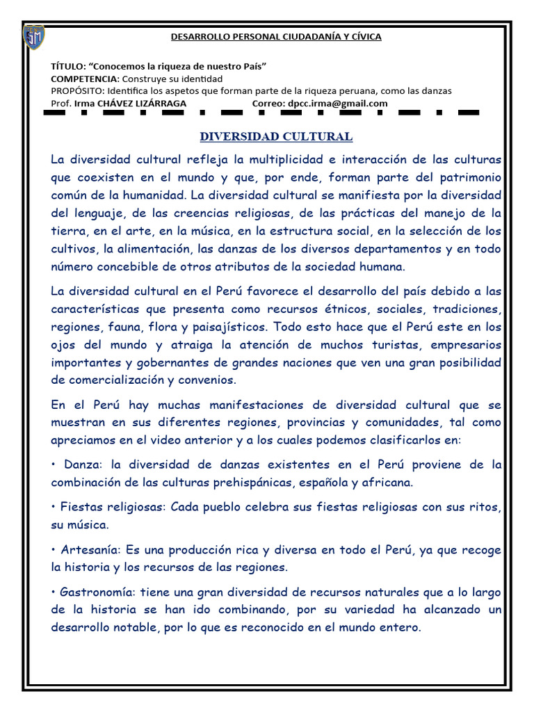 Diversidad Cultural en el Perú | PDF | Perú | Bailes