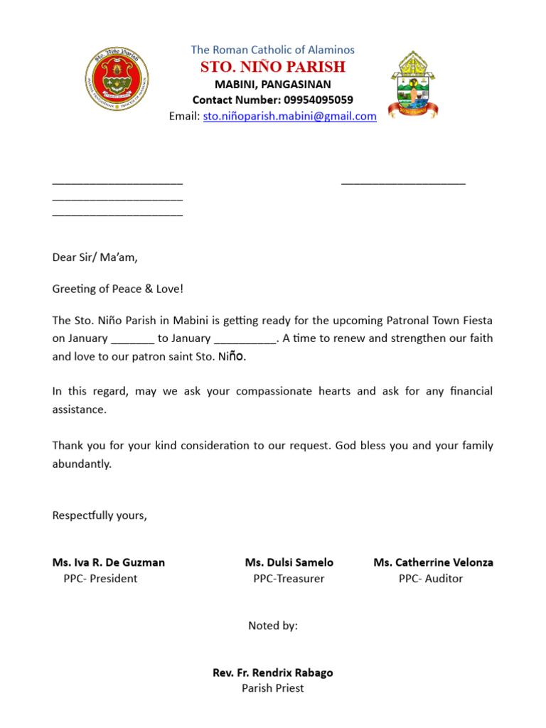 Solicitation Letter for Fiesta Celebration | PDF