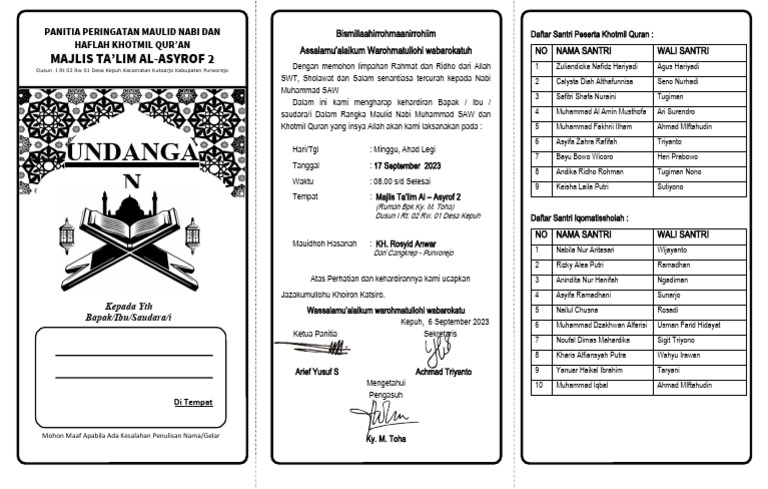 Undangan Khotmil Quran | PDF