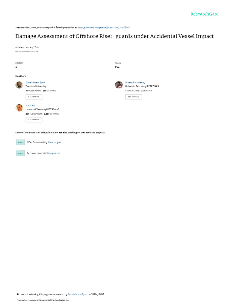 Damage Assessment of Offshore Riser-Guards Under A | PDF | Strength Of ...