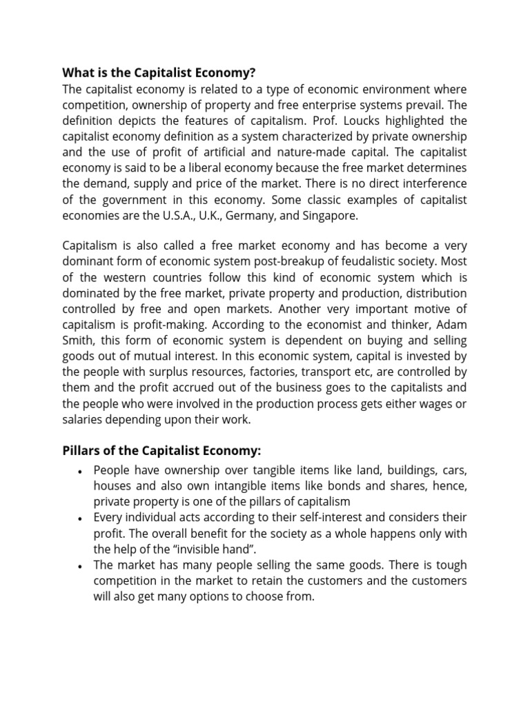 Understanding the Capitalist Economy | PDF | Capitalism | Economic System