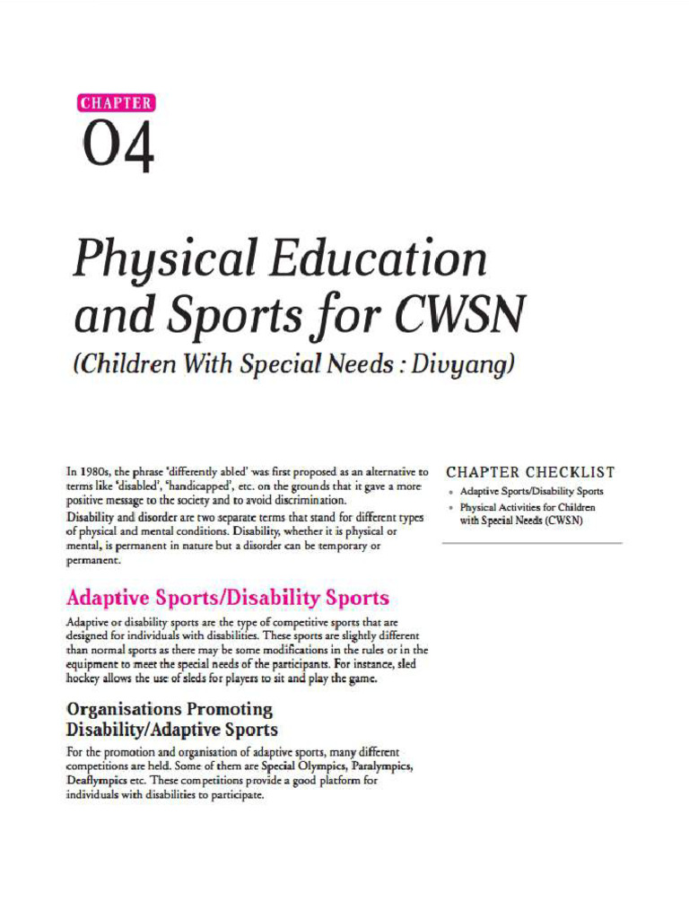 Physical Education and Sports For CWSN | PDF