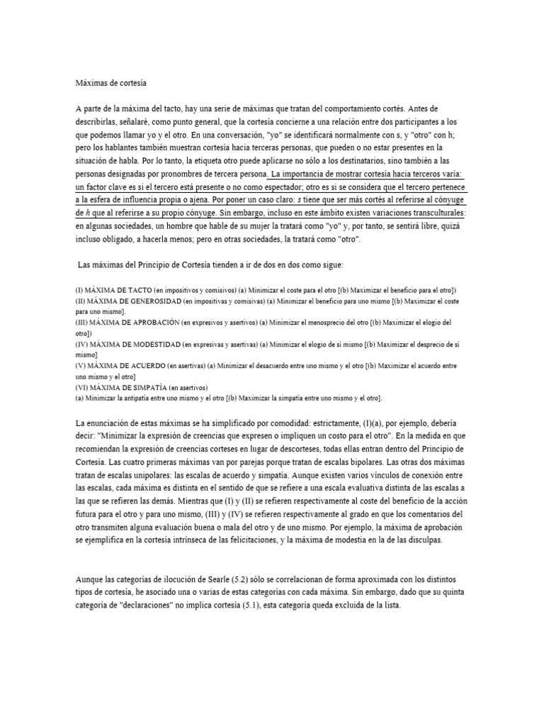 Máximas de Cortesía | PDF | Verdad