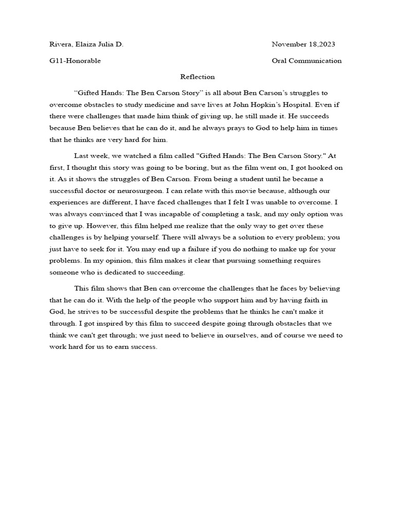 Reflection Oral Comms 3 Pdf