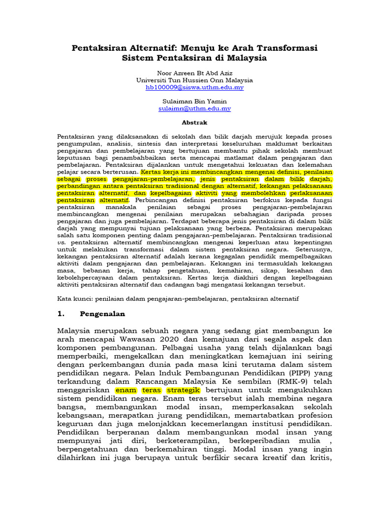 Pentaksiran - Alternatif - 2 | PDF