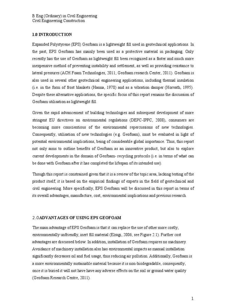 3000 Word Assignment On EPS Geofoam | PDF | Polystyrene | Road