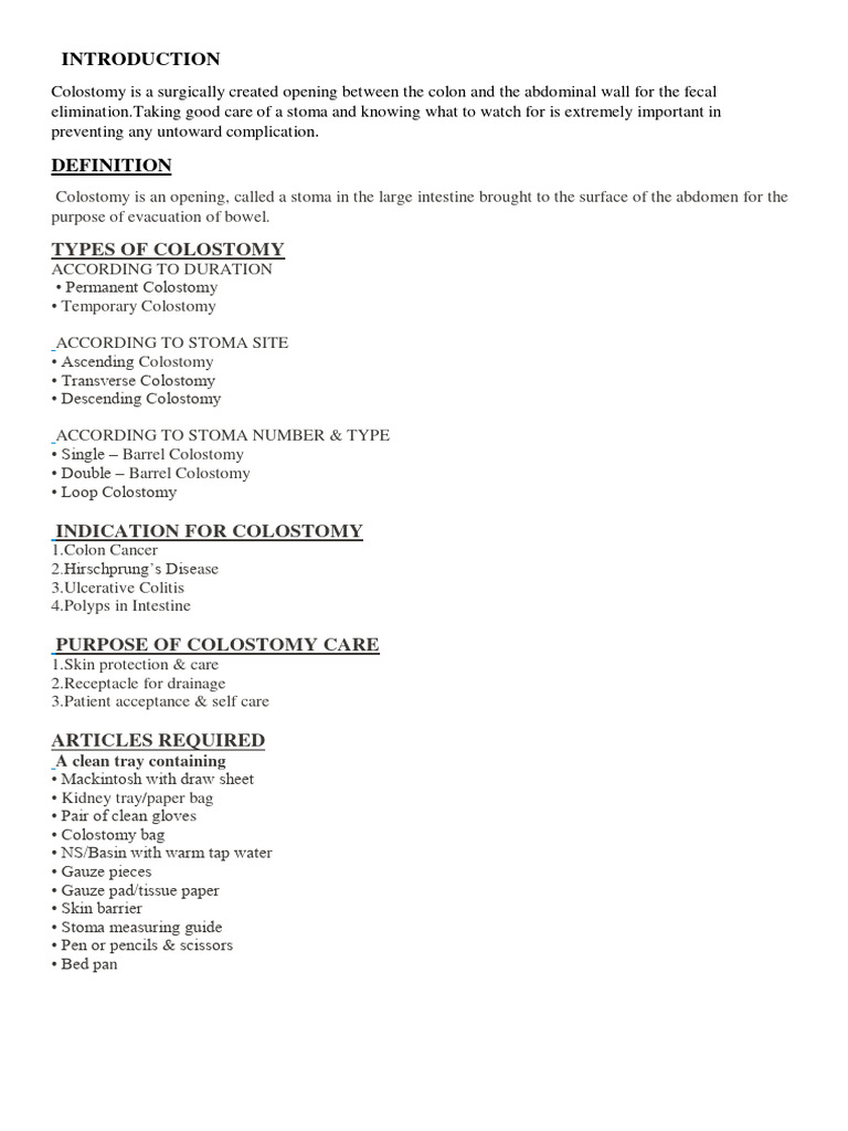 Colostomy Care Pdf Home Garden Wellness
