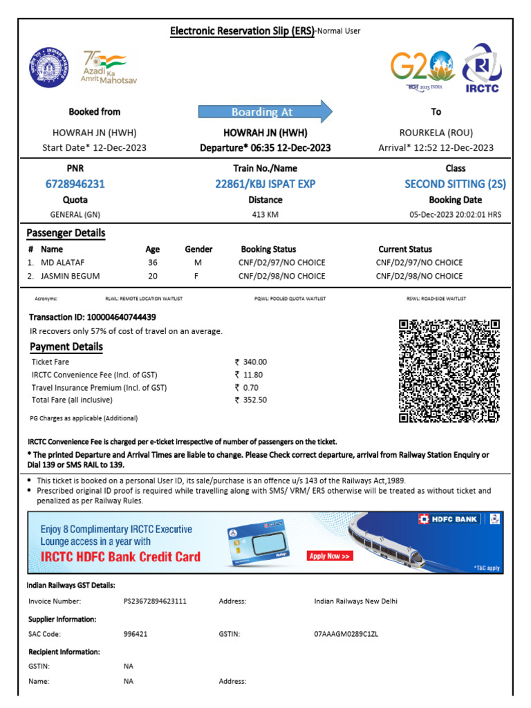 Train Ticket Details & Guidelines | PDF | Identity Document