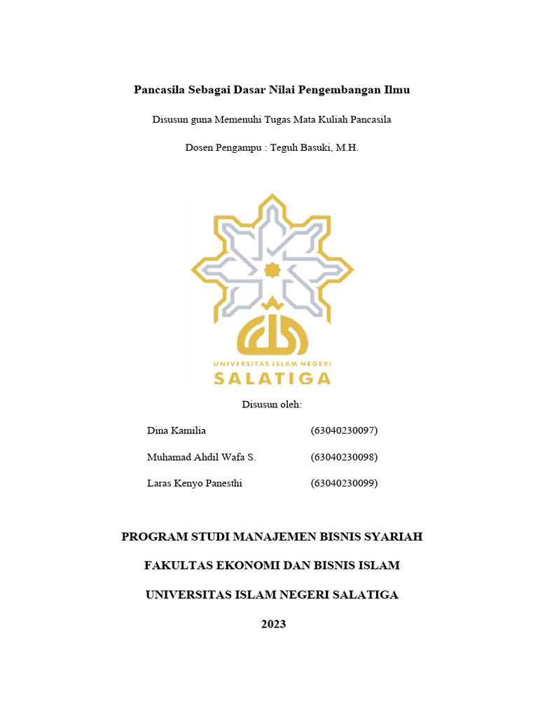 Pancasila Sebagai Dasar Nilai Pengembangan Ilmu | PDF