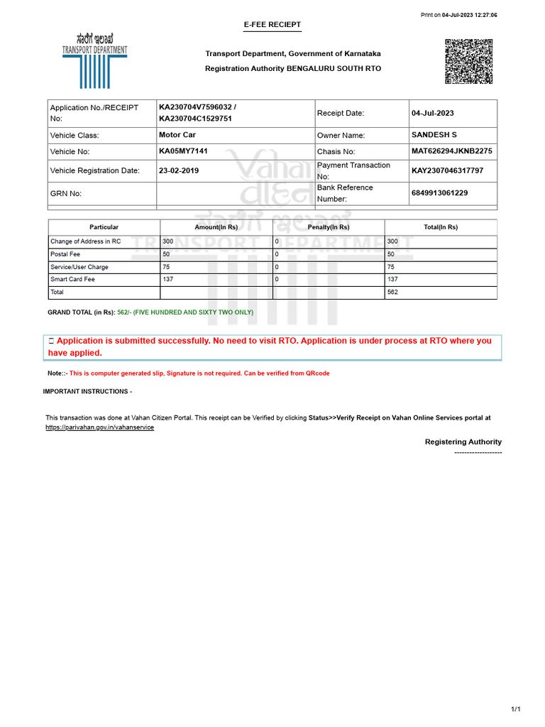 Vahan 4 0 citizen services onlineapp02 150 8013 pdf