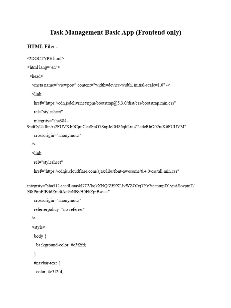 Task Management Basic App Only Frontend | PDF | Web Development ...