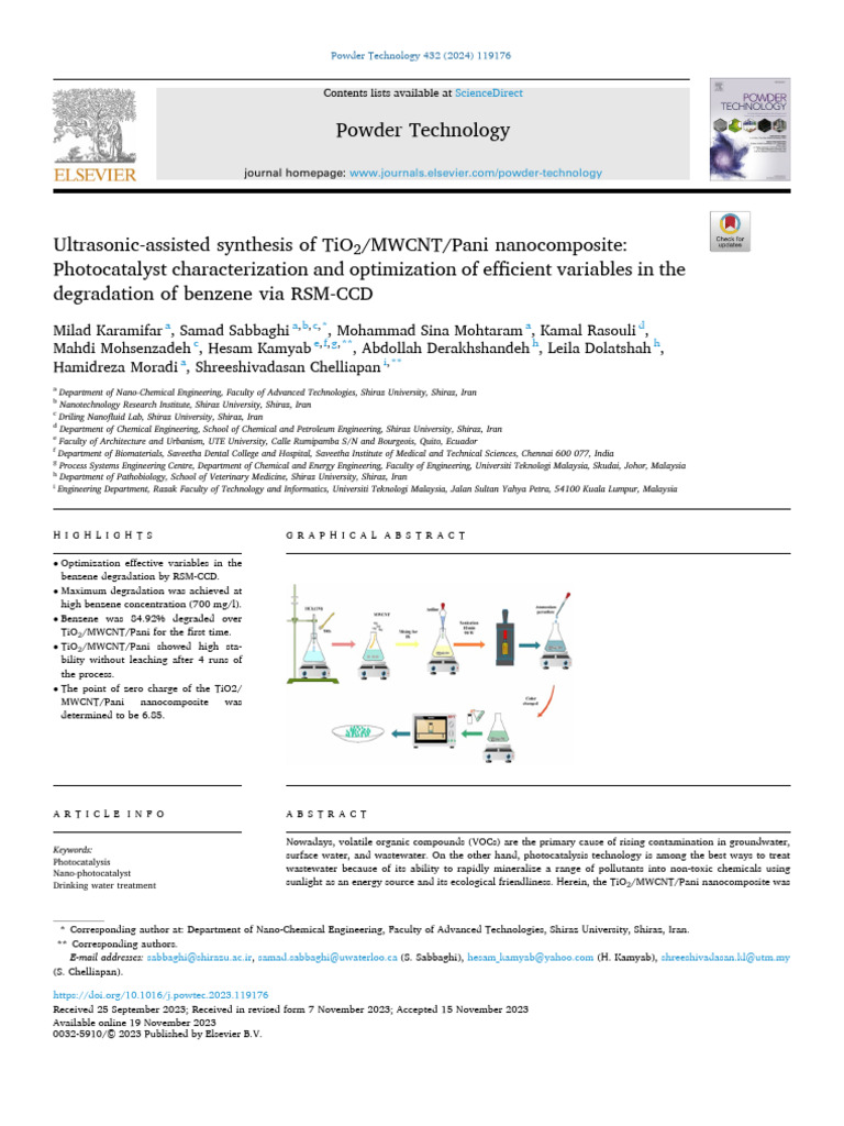 Ultrasonic Assisted Synthesis of TiO2 MWCNT Pani Nanocomposite - 2024 ...