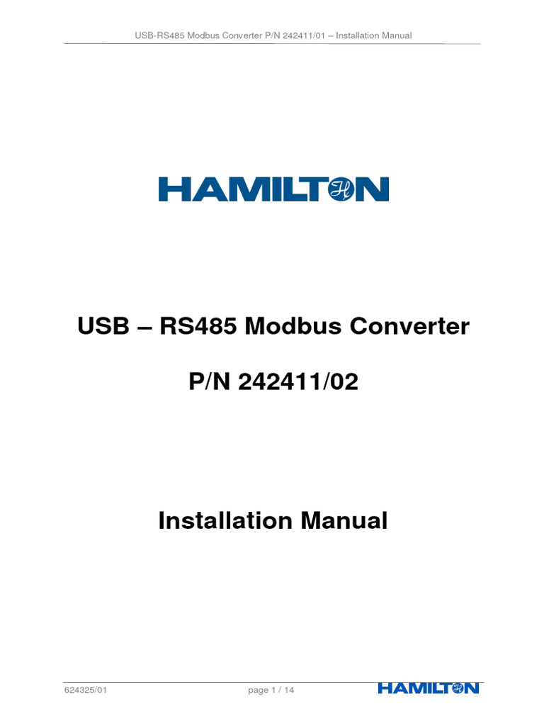 PN624325 01 - USB RS485 Converter - Manual | PDF | Usb | Device Driver