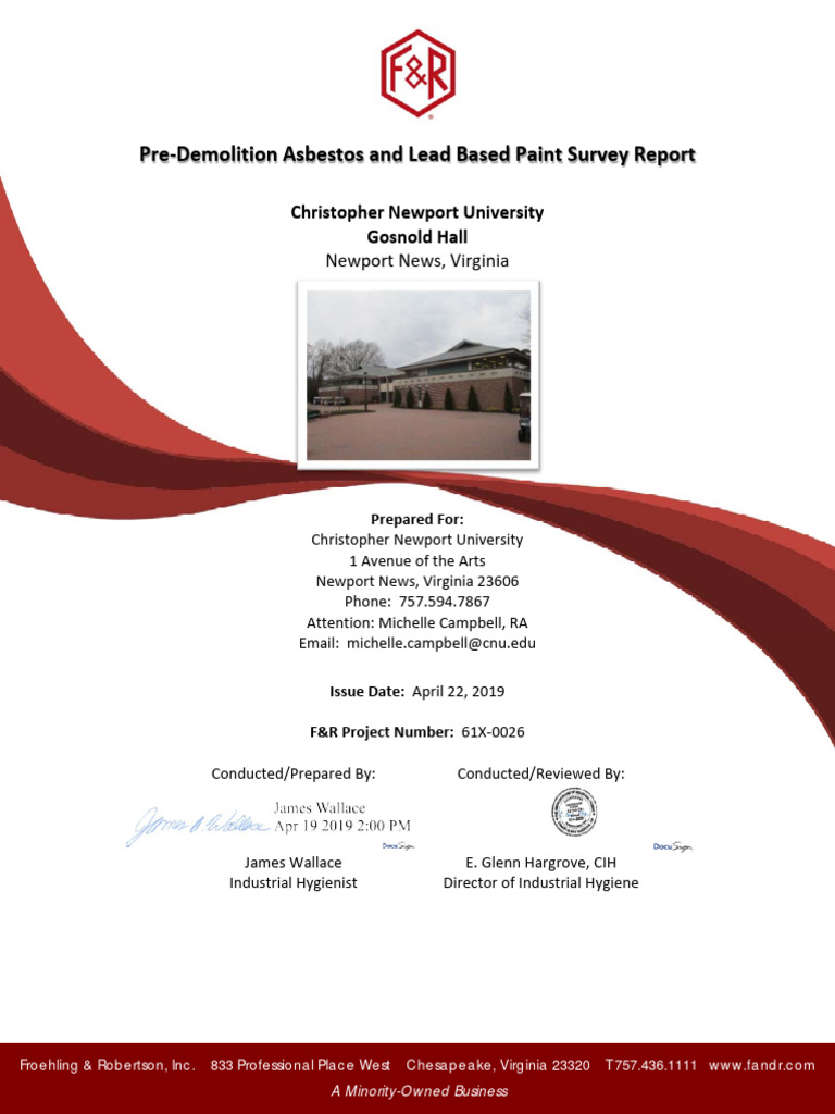 Pre demolition asbestos and lead based paint survey report PDF