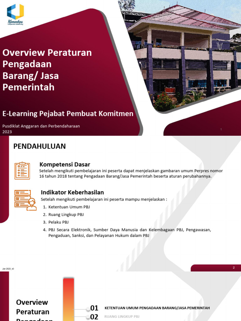 1 Overview Peraturan Pengadaan Barang Jasa Pemerintah Jan2023 v0 | PDF