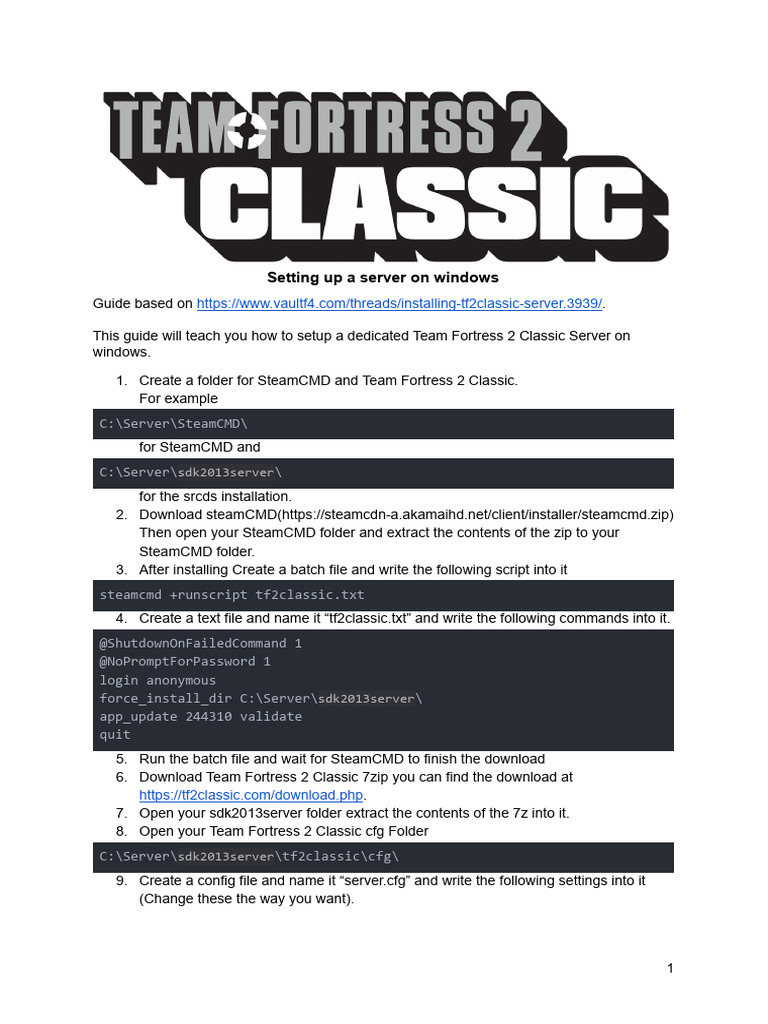 Setting Up TF2 Classic Server on Windows | PDF | Computer File ...