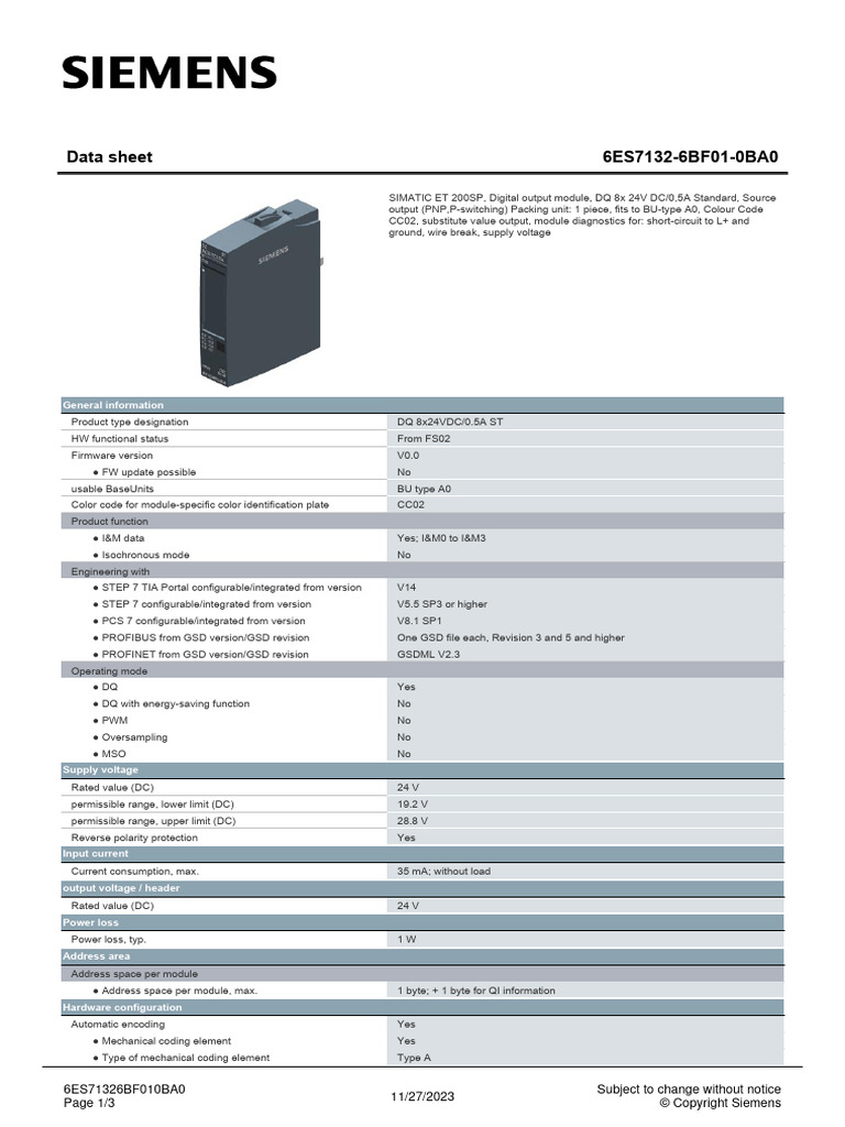 6ES71326BF010BA0 Datasheet en | PDF | Electrical Engineering | Computer ...