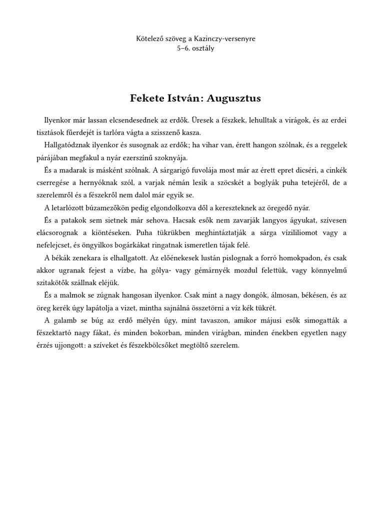 5 6 Köt Fekete István Augusztus | PDF