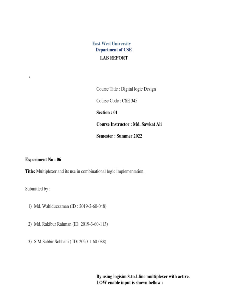 Multiplexer Use in Logic Design | PDF | Teaching Methods & Materials ...