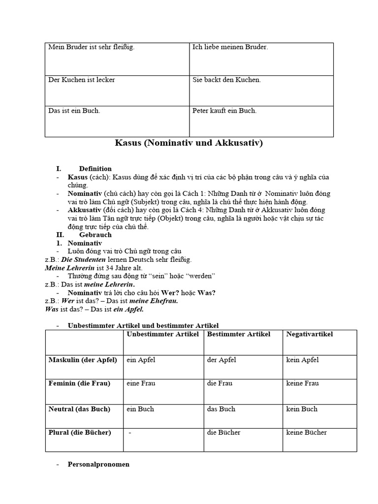 Nominativ und Akkusativ | PDF