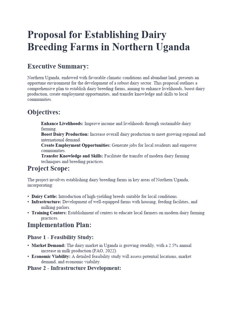 Dairy Breeding Farms Proposal PDF Dairy Farming Agriculture
