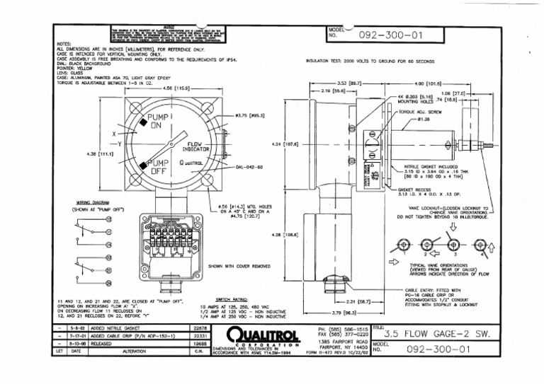 Drawing of Oil Flow Indicator of Qualitrol | PDF