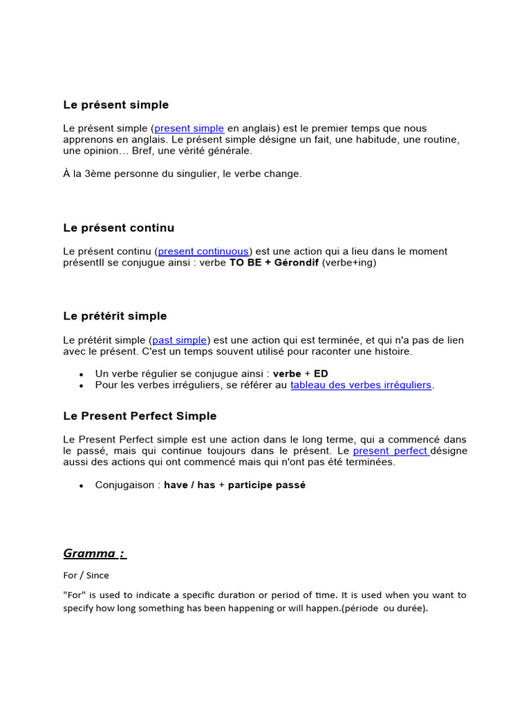 Comprendre le Présent Simple en Anglais | PDF | Mécanique du langage ...