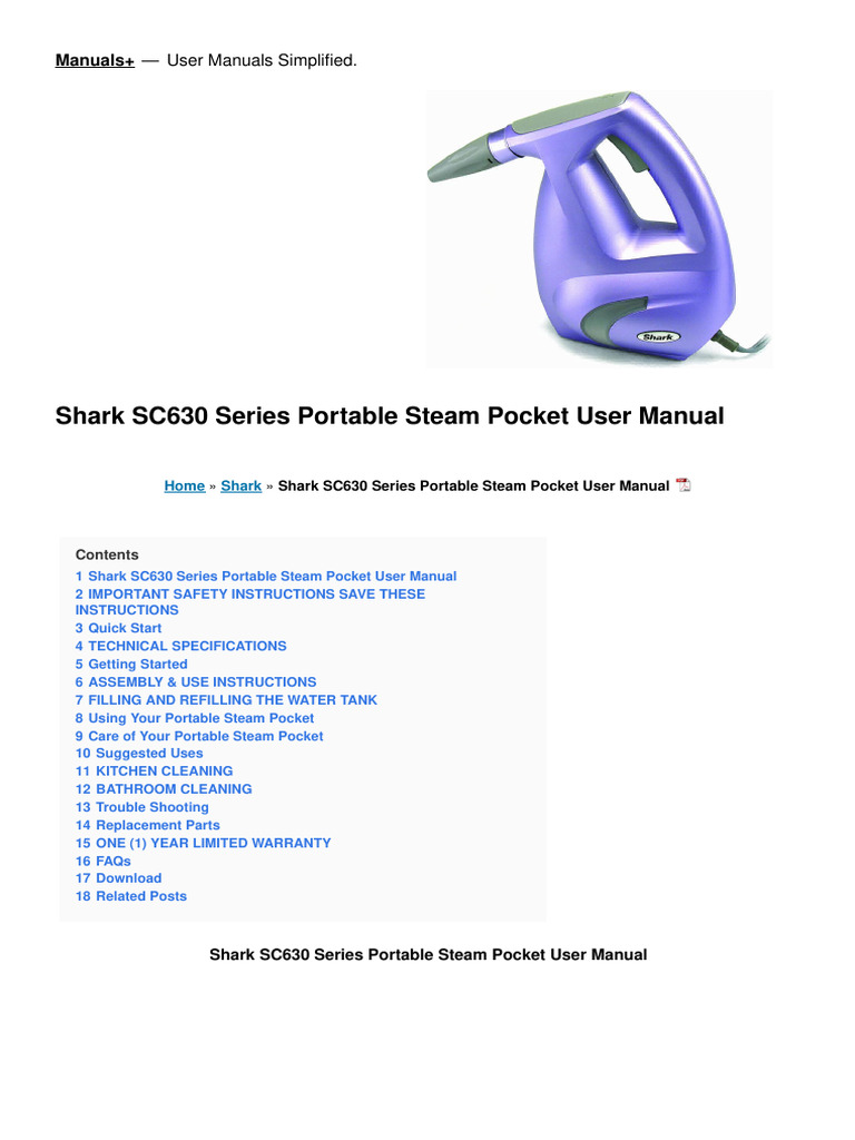 Shark SC630 Manual en | PDF | Varnish | Ac Power Plugs And Sockets