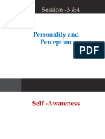 Session - 3 &4: Personality and Perception