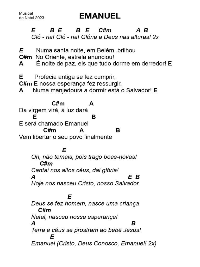 Cifras e Letra da Música Emanuel | PDF