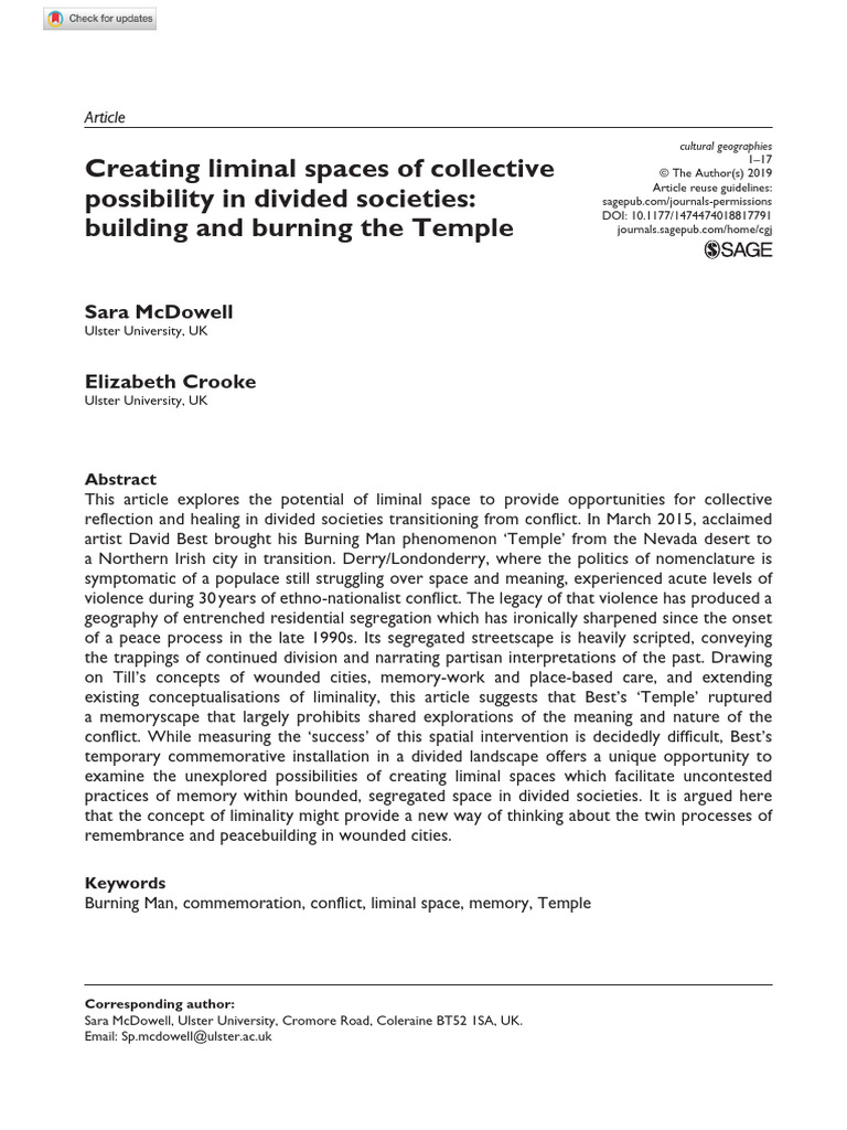 Creating Liminal Spaces of Collective Possibility in Divided Societies ...