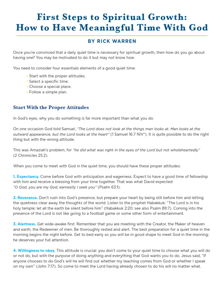 First Steps To Spiritual Growth | PDF | Christian Meditation | Prayer